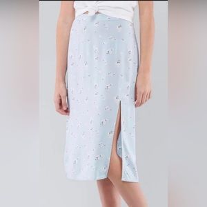 Hollister Floral Side Slit Midi Skirt